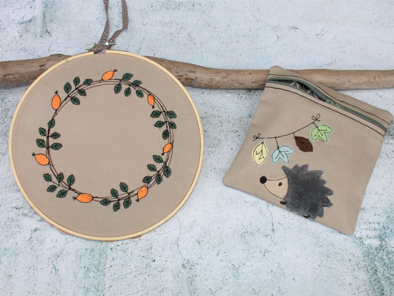 Herbst Set Hagebutte - doodle Stickdatei